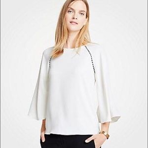 NWT Ann Taylor Mixed Media Scalloped Blouse